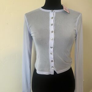 Light blue Button-Up Sheer Top